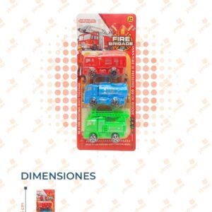 JUGUETE CAMIONES DE BOMBEROS PAQ 3 PIEZAS 243-15A  P42