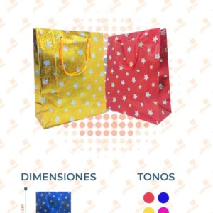 BOLSA DE REGALO METÁLICA DECORADA PAQ 12 PIEZAS D2350 M5