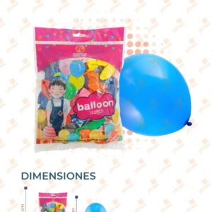 GLOBOS COLORES SURTIDOS PAQ 100 PIEZAS XX24-L246 M17