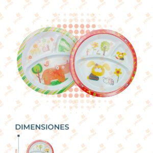 PLATO INFANTIL DE MELAMINA CON DIVISIONES POR PIEZA A1234 O46