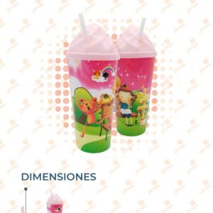 VASO CON POPOTE DECORADO PAQ CON 12 PIEZAS E6154 O33