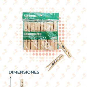 PINZA PARA ROPA BAMBOO PAQ 20 PIEZAS M126-6A-1 O25
