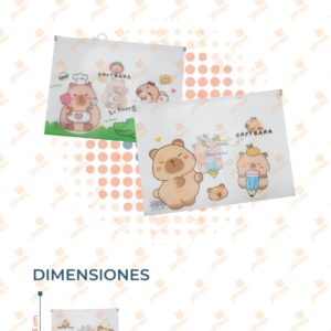 FOLDER PORTADOCUMENTOS DECORADO CAPIBARA  PAQ 12 PIEZAS WJD-Z07  F3