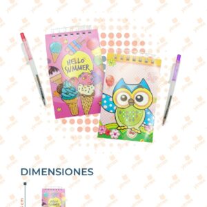 LIBRETA DECORADA CON PLUMA PAQ 12 PIEZAS B1202 A11