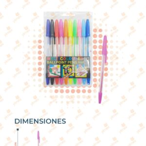 SET CON 10 PLUMAS DE COLORES PAQUETE CON 12 SETS WJ-583 B2