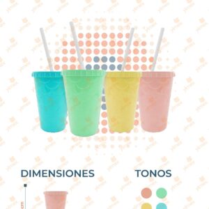 VASO CON POPOTE PAQ 12 PIEZAS M36-19H-4 O36