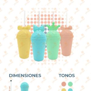 VASO CON POPOTE PAQ CON 12 PIEZAS M36-19H-6 O33