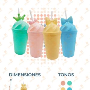 VASO CON POPOTE PAQ CON 12 PIEZAS M36-19H-7 O36