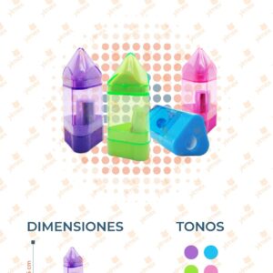 SACAPUNTAS CON BORRADOR PAQ CON 24 PIEZAS MW4-3G-8 A9