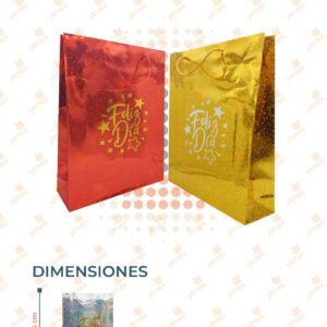 BOLSA DE REGALO METÁLICA FELIZ DÍA PAQ CON 12 PIEZAS D-028BOLSA M6