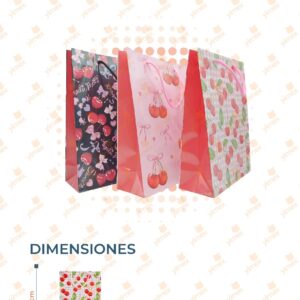 BOLSA DE REGALO DECORADA CEREZAS PAQ CON 12 PIEZAS F254V-41 M11