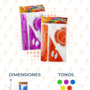 SET DE GEOMETRÍA CON 3 PIEZAS PAQ CON 12 SETS B-091 A24