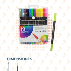 PLUMONES DE COLORES DOBLE PUNTA PAQ CON 12 PIEZAS M4-3H-5 D16