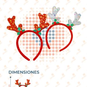 DIADEMA RENO NAVIDEÑA DECORADA SURTIDA PAQ CON 12 PIEZAS X-786 N1