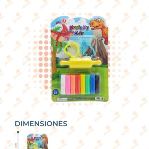 SET PLASTILINA CON 8 COLORES RODILLO Y 2 MOLDES B-050 C15