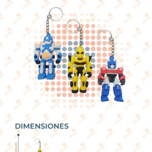 LLAVERO ROBOT DE GOMA PAQ 12 PIEZAS R2411B-5 K17