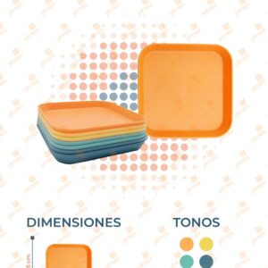 PLATOS CUADRADOS PAQ 8 PIEZAS B-003 O37
