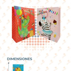 BOLSA DE REGALO CUMPLEAÑOS PAQ 12 PIEZAS D-003BOLSA M20
