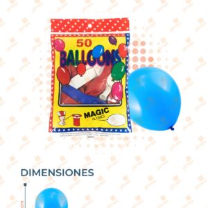 GLOBOS FIESTA SURTIDOS PAQ CON 50 PIEZAS S-008 N18