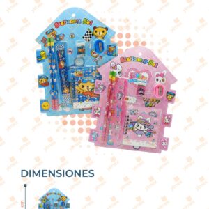 SET PAPELERÍA CON 2 LAPICES, 1 REGLA, 1 BORRADOR, 1 SACAPUNTAS Y 1 LIBRETA B-168 B23