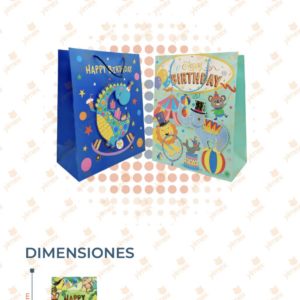 BOLSA DE REGALO CUMPLEAÑOS PAQ 12 PIEZAS D-041 M20