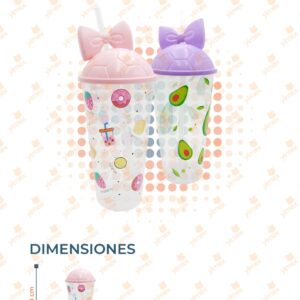 VASO CON POPOTE DECORADO PAQ 12 PIEZAS B-208 O20