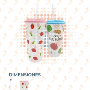 VASO CON POPOTE DECORADO PAQ 12 PIEZAS B-209 O29