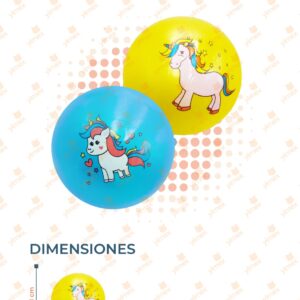 PELOTA UNICORNIO COLORES SURTIDOS PAQ 12 PIEZAS Y-241 N16