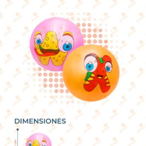 PELOTA DIBUJOS COLORES SURTIDOS PAQ 12 PIEZAS Y-243 N15