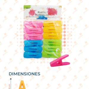 PINZAS PARA ROPA PAQ 12 PIEZAS B-238 G9