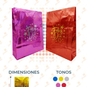 BOLSA DE REGALO METÁLICA FELIZ DÍA PAQ 12 PIEZAS D-030 M24
