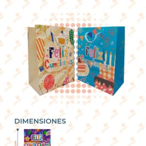 BOLSA DE REGALO 3D DECORADA CUMPLEAÑOS PAQ 12 PIEZAS D-037 M9