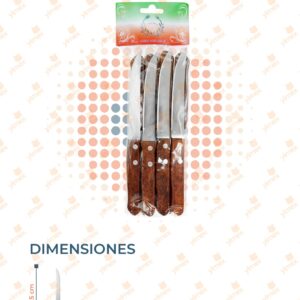 CUCHILLO MANGO DE MADERA PAQ CON 12 PIEZAS PR-018 O46