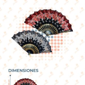 ABANICO NEGRO DECORADO PAQ 12 PIEZAS ZX-D418 E8