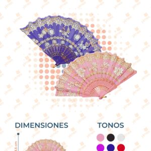 ABANICO COLORES DECORADO PAQ 12 PIEZAS ZX-D420 E8
