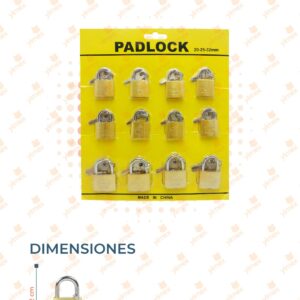 CANDADOS PAQ CON 12 PIEZAS CAD-2032 H2