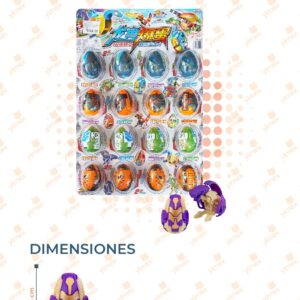 JUGUETE HUEVO DINO ROBOT ARMABLE PAQ 16 PIEZAS KL-599-8 Q3