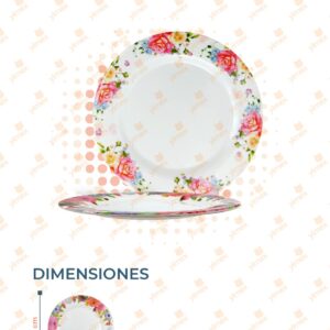 PLATO MELAMINA FLORES POR PIEZA B-311 O34