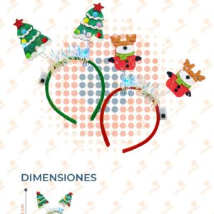 DIADEMA NAVIDEÑA CON LUZ DECORADA FIGURAS PAQ 12 PIEZAS Y-405 N1